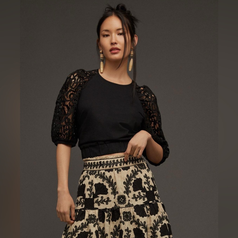 Anthropologie Dolan Lace Sleeve Sweatshirt